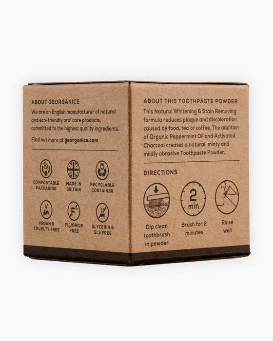 Dentífric en pols amb Carbó Actiu-Georganics-Tarannà Cosmetica Natural 🌿