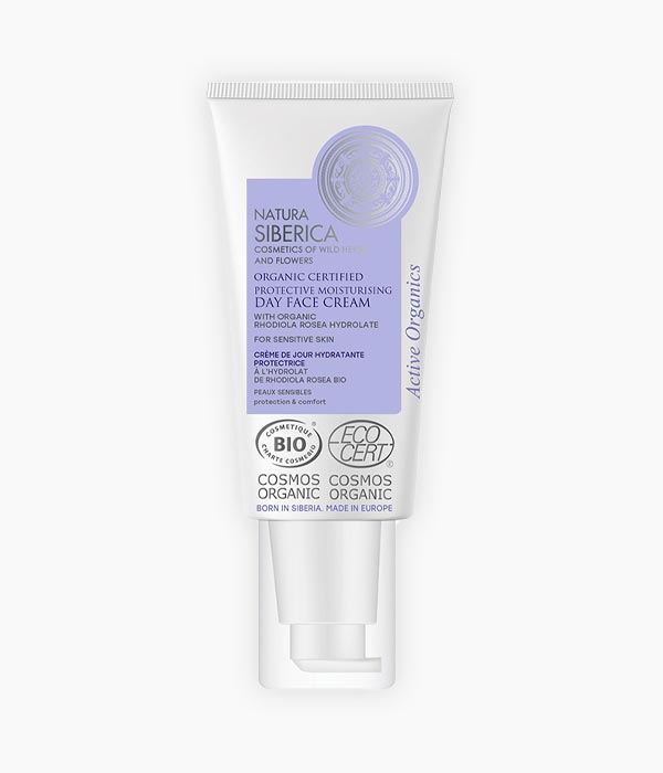Crema facial de dia, Hidratant i protectora - Natura Siberica - Aquesta crema hidrata i protegeix la pell de les inclemències ambientals externes deixant una sensació de confort. Protegeix, calma i hidrata les pells més sensibles.Amb l'hidrolat de Rhodiola Rosea, que calma i reforça la barrera natural de protecció de la pell. L'Àcid Hialurònic, s'encarrega de donar fermesa i elasticitat a la pell mentre que el Pi siberià, la nodreix i la suavitza la pell. La Vitamina E, és un un potent antioxida