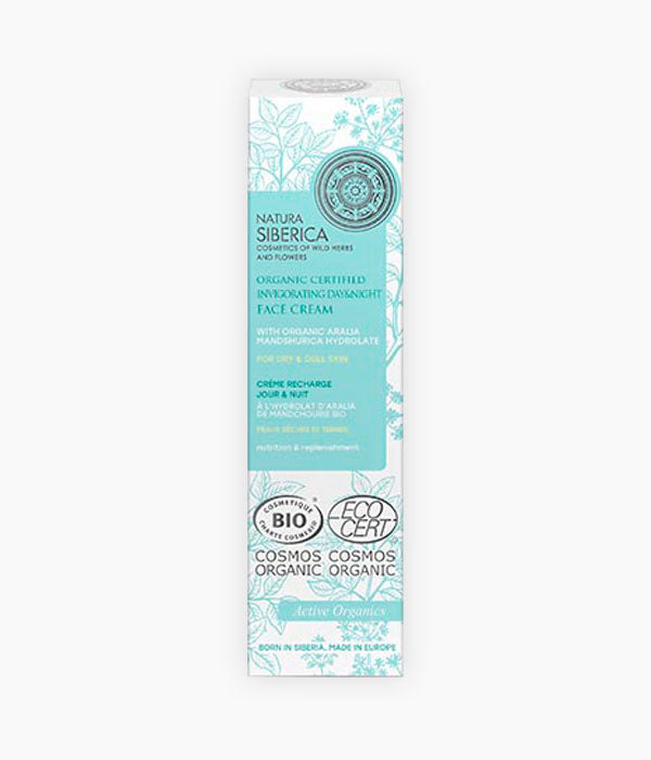 Crema facial dia i nit Vigoritzant - Natura Siberica - Aquesta crema hidrata profundament nodrint i tonificant la pell seca durant tot el dia. deixant-la suau i vellutada. Ideal per a pells seques i apagades. Amb hidrolat d'Aràlia Mandshurica, rica en flavonoides, Vitamina B i C, que reté l'aigua, suavitza i dóna confort a la pell. L'Àcid Hialurònic, s'encarrega de donar fermesa i elasticitat a la pell mentre que el Pi siberià, la nodreix i la suavitza la pell. La Vitamina E, és un un potent ant
